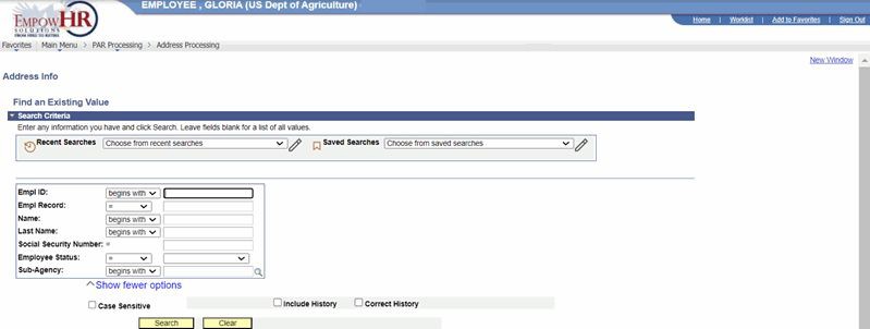 Address Info Page - Find an Existing Value